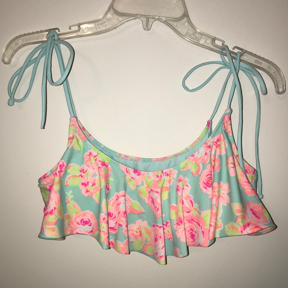 VS PINK Blue & Pink Floral Bikini Top Size Large